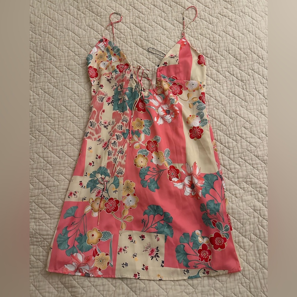 Zara Silky Colorful Tie-Front Mini Dress (NWT)